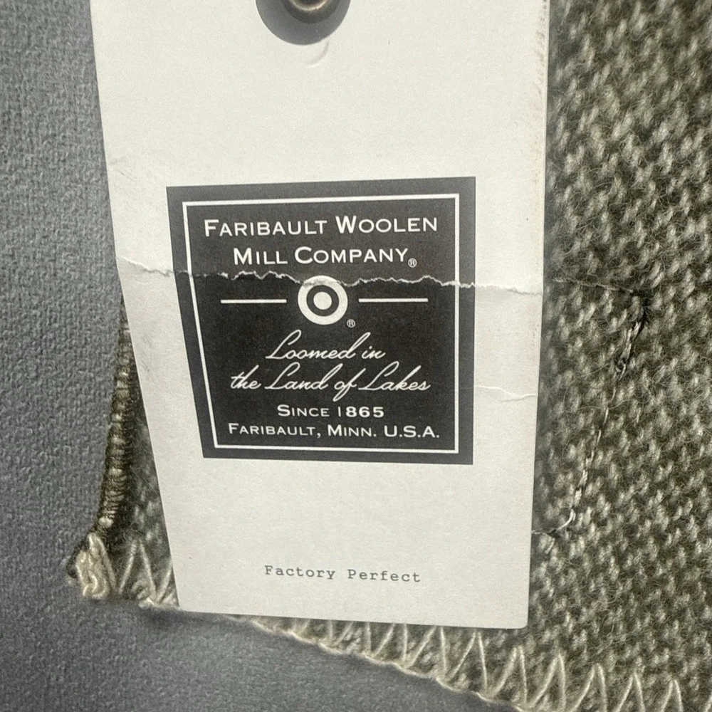 Faribault Woolen Mill Co Target 100% Virgin Wool Scarf Olive 72x10 NWT USA
